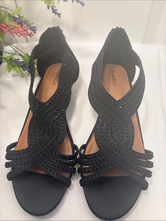 Style & Co. Shoes - Style & Co. Black Rhinestone Embellished Dress Sand Size 7.5 – New Without Tags